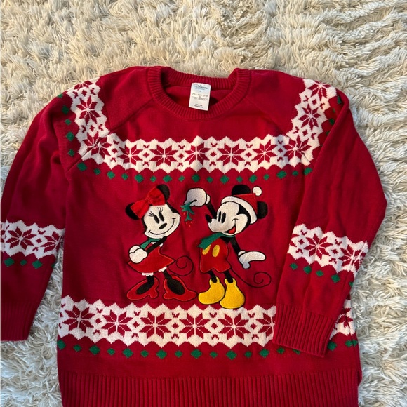 Red holiday fun Disney sweater with Mickey and Minnie! - Picture 6 of 11